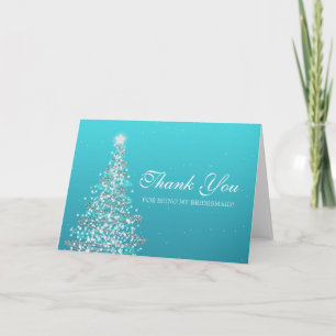 Cartão De Agradecimento Natal Obrigado Bridesmaid Turquoise
