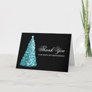 Cartão De Agradecimento Natal Obrigado Bridesmaid Turquoise