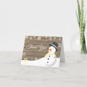 Cartão De Agradecimento Natal Papai Noel de Inverno Rústico Amarelo
