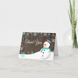 Cartão De Agradecimento Natal Papai Noel Rústico de Inverno Teal