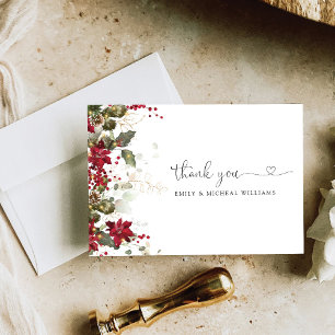 Cartão De Agradecimento Natal Red Poinsettia Wedding Flat