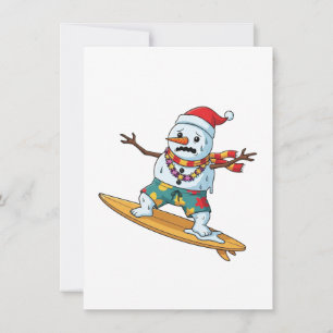 Cartão De Agradecimento Natal Surfista Boneco de Neve 2026 Esportes de Fér