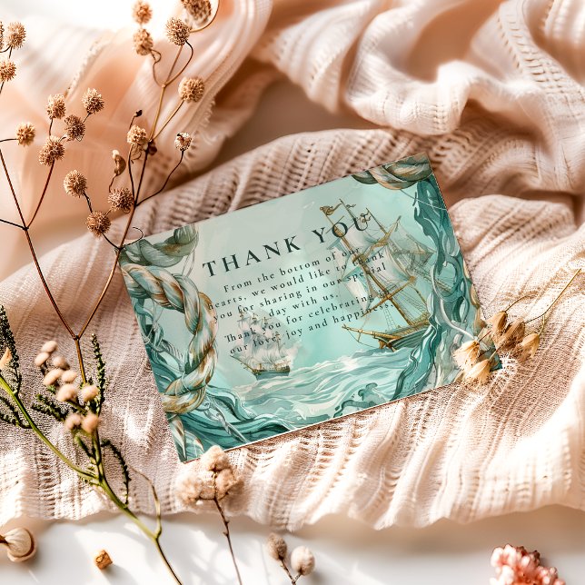 Cartão De Agradecimento Nautical Rope Voyage Wedding (Criador carregado)