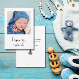 Cartão De Agradecimento Nautical Sailboat Baby Boy Photo Simple Shower Tha