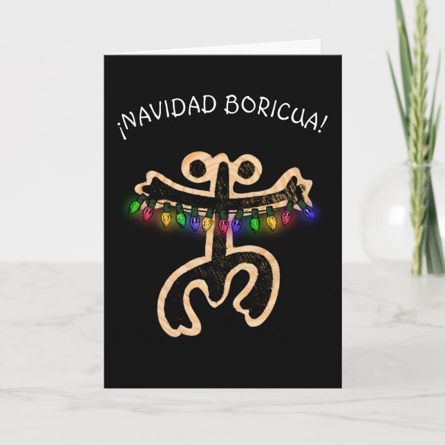 Cartão De Agradecimento Navidad Boricua Xmas Coqui Taino (Frente)