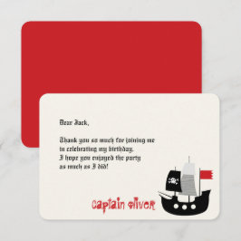 Cartão De Agradecimento Navio Pirata de Desenho Animado e Esqueletos Anive