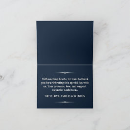Cartão De Agradecimento Navy Blue and Ivory Elegant Monogram Wedding