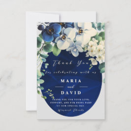 Cartão De Agradecimento Navy Blue Floral Wedding Thank You Card