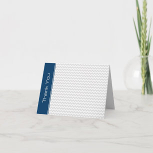 Cartão De Agradecimento Navy Light Gray Chevron Thank You Note Card