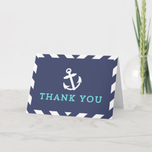 Cartão De Agradecimento Navy Nautical Chevron Thank You Card