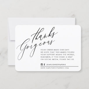 Cartão De Agradecimento NEGÓCIO OBRIGADO VOCÊ A caligrafia chic é branco p