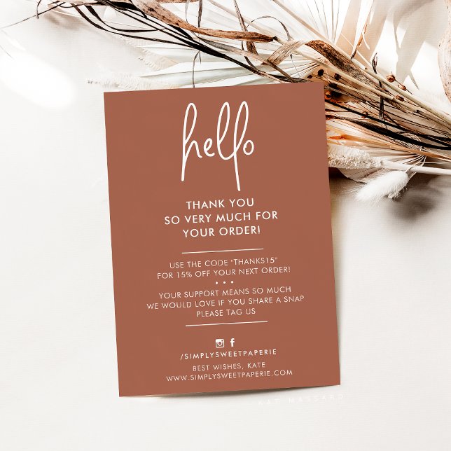 Cartão De Agradecimento NEGÓCIO OBRIGADO VOCÊ A Tinta Branca de Alô modern (Criador carregado)