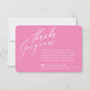 Cartão De Agradecimento NEGÓCIO OBRIGADO VOCÊ caligrafia rosa rosa rosa