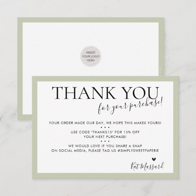 Cartão De Agradecimento NEGÓCIO OBRIGADO VOCÊ SENHOR moderno sábio pálido  (Frente/Verso)