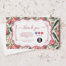 Negócios de Estilista de Cabelo Rosa Floral Verde