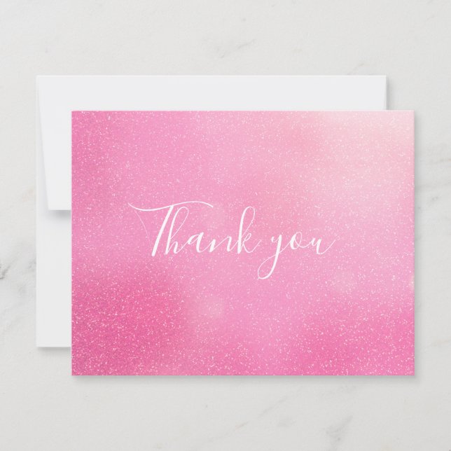 Cartão De Agradecimento Negócios de Script de Shimmer de Brilho Rosa (Frente)