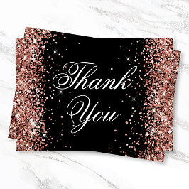 Cartão De Agradecimento Negra brilhante Rosa Dourada