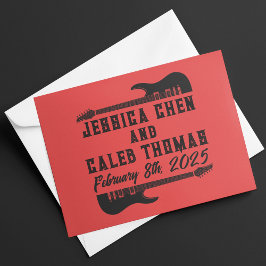 Cartão De Agradecimento Negra sobre Casamento de Metal Pesado Vermelho