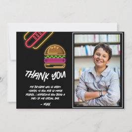 Cartão De Agradecimento Neon Burger & Hotdog Thank You Card