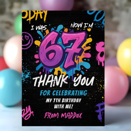 Cartão De Agradecimento Neon Graffiti 6 7 Meme Trend Six Seven Birthday