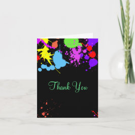 Cartão De Agradecimento Neon Paint Splatter, Obrigado, Personalizado