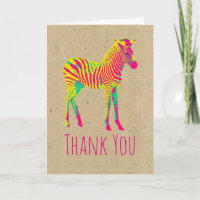 Neon Zebra Baby Animal Funky Retro Obrigado