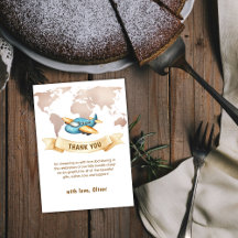 Neutral Adventure World Map Airplane Baby Shower 
