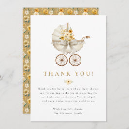 Cartão De Agradecimento Neutral Baby Shower Thank You Card | Ivory & Gold