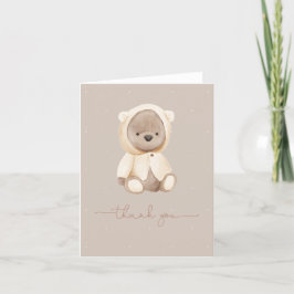 Cartão De Agradecimento Neutral Brown Teddy Bear Watercolor Obrigado