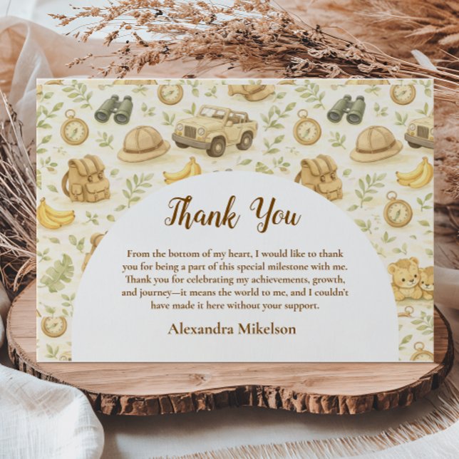 Cartão De Agradecimento Neutral Safari Animals Wild One First Birthday (Criador carregado)
