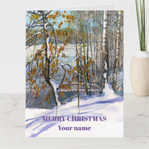 Cartão De Agradecimento Neve caída Pintor de Aquarela