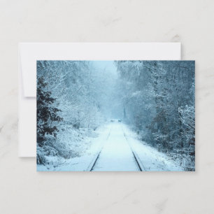 Cartão De Agradecimento Neve de Natal nas Trilhas de Caminho de Ferro