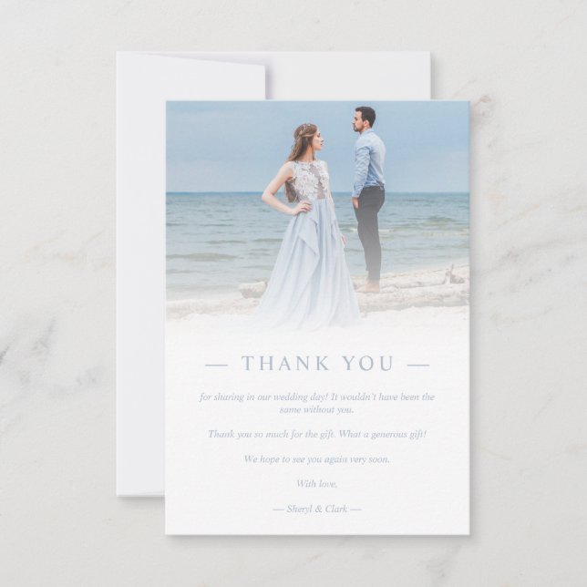 Cartão De Agradecimento Newlyweds Custom Photo Transparency Simple Script (Frente)
