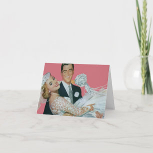 Cartão De Agradecimento Newlyweds do casamento vintage, noiva & obrigado