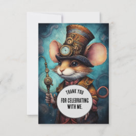Cartão De Agradecimento Nibblesworth Obrigado Steampunk animal Personaliza