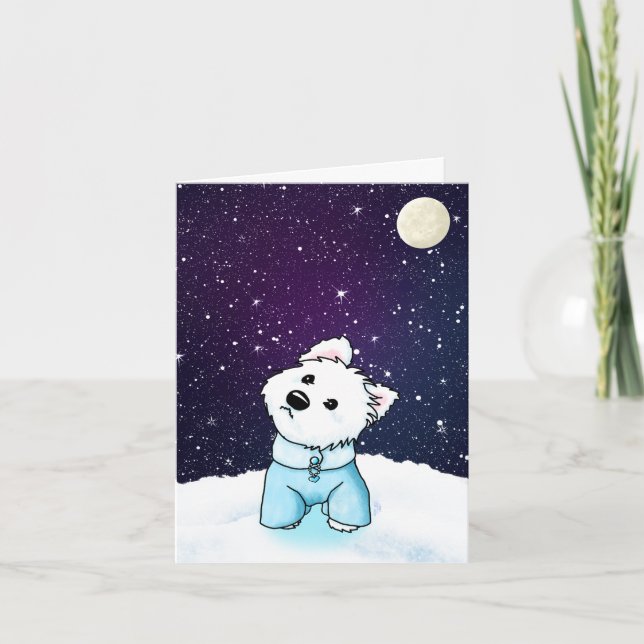 Cartão De Agradecimento Night sky Winter Westie (Frente)