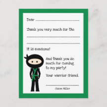 Ninja, obrigado nota, com mudança de cor