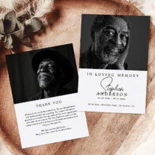 Cartão De Agradecimento No Adorável Funeral De 2 Fotografias Minimalista E