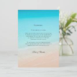 Cartão De Agradecimento No casamento da praia, obrigado.