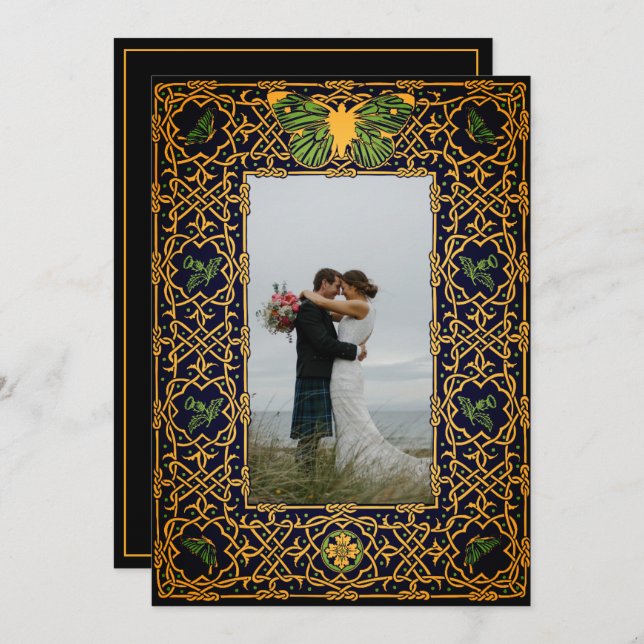 Cartão De Agradecimento Nó Celta Dourado (Frente/Verso)