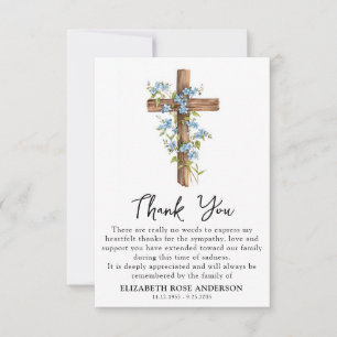 Cartão De Agradecimento Nó Floral Forget Me Funeral Cruz de Madeira Simpat