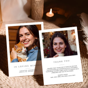 Cartão De Agradecimento No Loving Memory 2-Photo Modern Funeral/Memorial