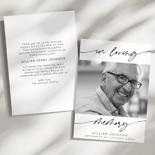 Cartão De Agradecimento No Loving Memory Modern Script Photo Funeral
