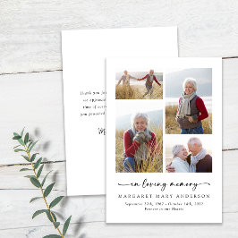 Cartão De Agradecimento No Loving Memory Quatro Fotos Simpatia Funeral