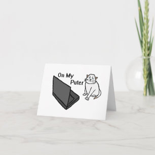 Cartão De Agradecimento No Meu Computador Divertido Meme de Gato Branco