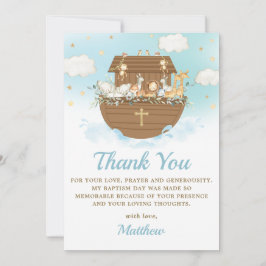Cartão De Agradecimento Noah's Ark Cute Animal Boy Baptism Christening