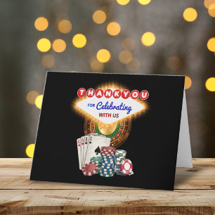 Cartão De Agradecimento Noite de Cassino de Vegas de Aniversário / Despedi