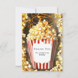 Cartão De Agradecimento Noite de Cinema Caprichosa de Pipoca de Aniversári