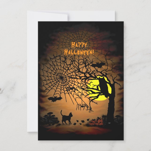 Cartão De Agradecimento Noite de Halloween, Feliz Halloween! (Frente)