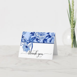 Cartão De Agradecimento Noiva Agradecida Céu Azul Pássaro Floral Chinoiser